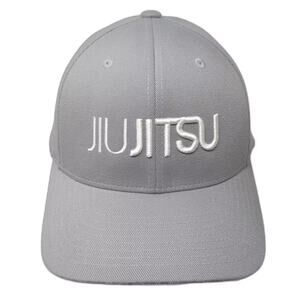 Flexfit Baseball Cap Gray White XL Jiu Jitsu Gracie Barra Fitted Hat Embroidered